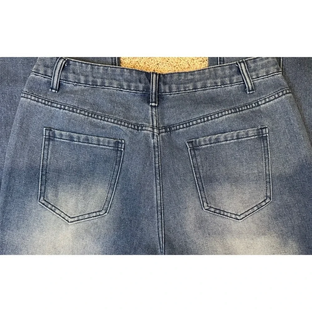 Ursime Womens High Waisted Flare Jeans Medium Wash Front Seam Denim‎ XL